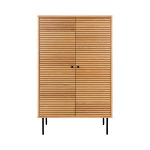 Buffet haut 2 portes en bois et métal H130cm - Bois clair