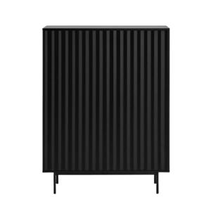 Buffet haut 2 portes en bois et métal SIERRA noir 97x45x130…