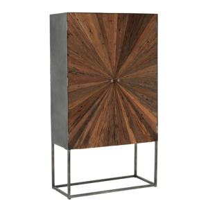 Buffet haut 2 portes en bois pieds métal NIKINE bois   méta…