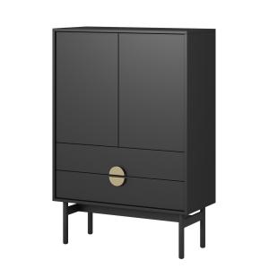 Buffet haut 2 portes et 2 tiroirs noir 85 cm