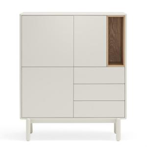 Buffet haut 3 portes 3 tiroirs avec niche en bois beige