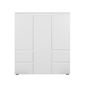 Buffet haut 3 portes et 4 tiroirs L116 cm - Blanc