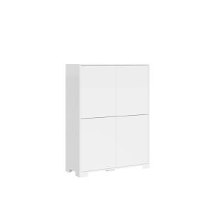 Buffet haut 4 portes 90x35x120 cm effet bois blanc brillant