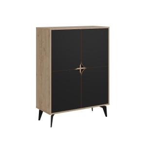Buffet haut 4 portes avec pieds en métal L90 cm - Noir