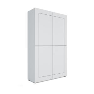 Buffet haut 4 portes effet bois blanc brillant 100x35x165 cm