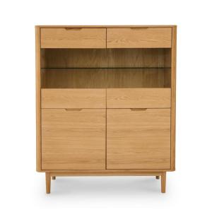 Buffet haut 4 portes effet bois chêne massif
