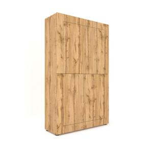 Buffet haut 4 portes effet bois chêne nature 100x35x165 cm