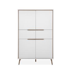 Buffet haut 4 portes et  2 tiroirs H140 cm - Effet Chêne et…
