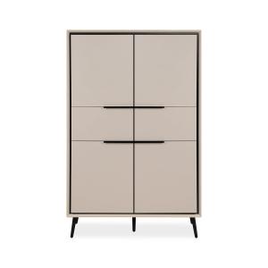 Buffet haut 4 portes et  2 tiroirs H140 cm - Taupe et Noir