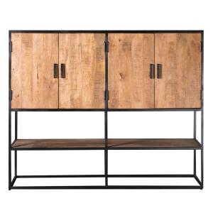 Buffet haut 4 portes L160cm, bois de Manguier massif et mét…