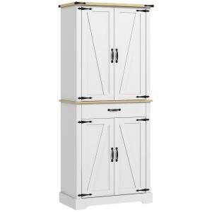 Buffet haut 4 portes multiples étagères tiroir blanc aspect…