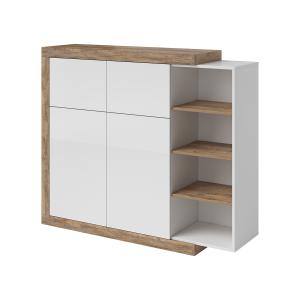 Buffet haut 4 portes stratifiés blanc et beige