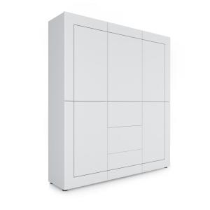 Buffet haut 5 portes/3 tiroirs effet bois blanc brillant 15…