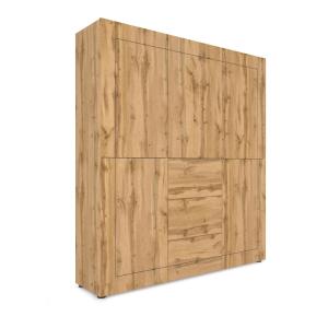 Buffet haut 5 portes/3 tiroirs effet bois chêne nature 150x…