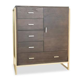 Buffet haut 5 tiroirs et 1 porte edgar l90cm bois marron et…