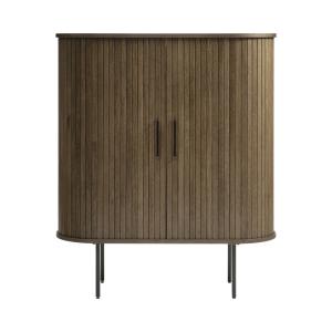 Buffet haut aux angles arrondis en bois et métal H118cm - B…