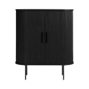 Buffet haut aux angles arrondis en bois et métal H118cm - N…