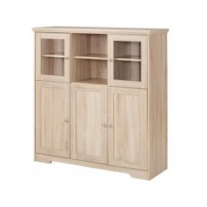Buffet haut avec 5 portes effet chêne