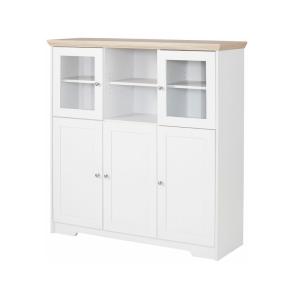 Buffet haut avec 5 portes effet chêne blanc