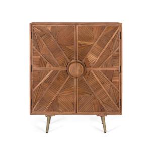 Buffet haut en bois de manguier avec portes sculptées