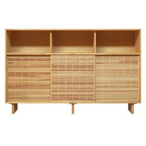 Buffet haut en bois massif naturel 3 portes 180 cm Non verni