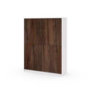 Buffet haut en mélamine et MDF blanc/chêne Rio