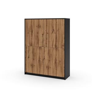 Buffet haut en mélamine et MDF noir/chêne