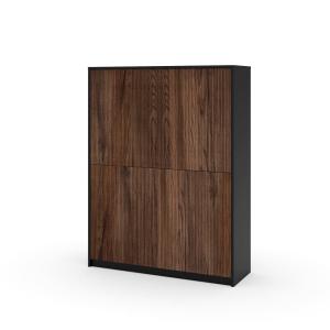 Buffet haut en mélamine et MDF noir/chêne Rio