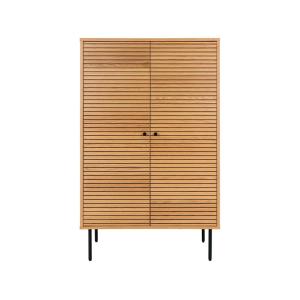Buffet haut industriel 2 portes L80cm effet bois foncé