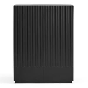 Buffet haut moderne 2 portes en bois DORIC noir 91x48x120cm