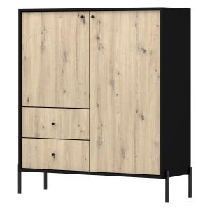 Buffet haut noir/aspect chêne artisan 100 cm