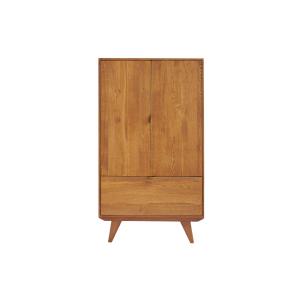 Buffet haut rétro en bois 2 portes 1 tiroir L80 H140 bronze