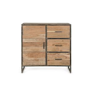 Buffet industriel en bois d'acacia/métal 1 porte 3 tiroirs