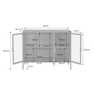 Buffet industriel métal et verre trempé 3 portes 100cm vert…