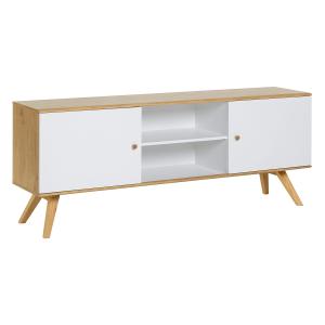 Buffet long bas 2 portes stratifiés blanc