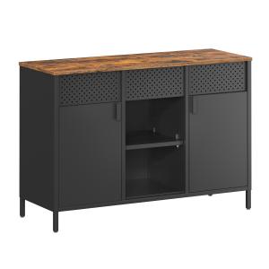 Buffet marron rustique et noir mat