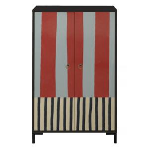 Buffet MDF 2 portes décoratives motif bandes terracotta et…