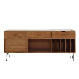 Buffet meuble à vinyles 3 tiroirs en acacia massif