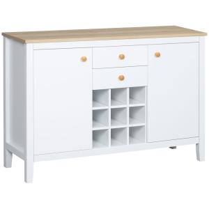Buffet meuble de rangement 2 tiroirs bois naturel blanc boi…