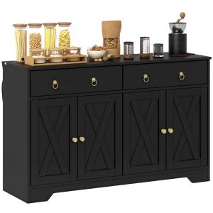 Buffet meuble de rangement armoire de cuisine en bois noir