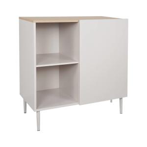 Buffet, meuble de rangement métal et décor bois 80cm beige…