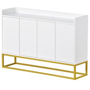 Buffet minimaliste blanc 4 portes sans poignées avec pieds…