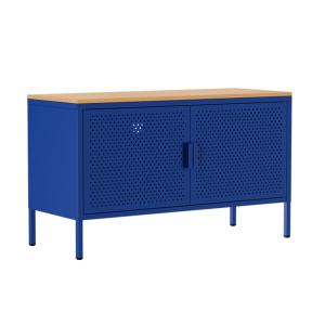 Buffet moderne 2 portes L100 cm en métal bleu foncé