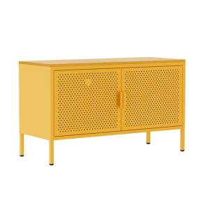 Buffet moderne 2 portes L100 cm en métal jaune