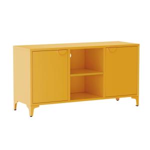 Buffet moderne 2 portes L120 cm en métal jaune