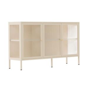 Buffet moderne 3 portes L140 cm en métal écru