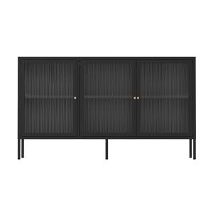 Buffet moderne 3 portes L140 cm en métal noir