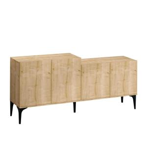 Buffet moderne 4 portes 180 cm décor chêne