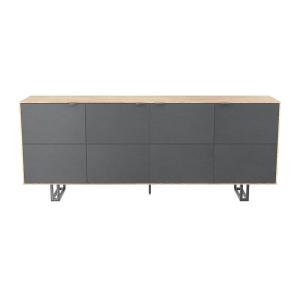 Buffet moderne 4 portes noires en placage chêne L200cm