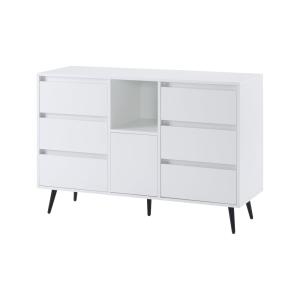 Buffet moderne blanc finition brillante 6 tiroirs avec écla…